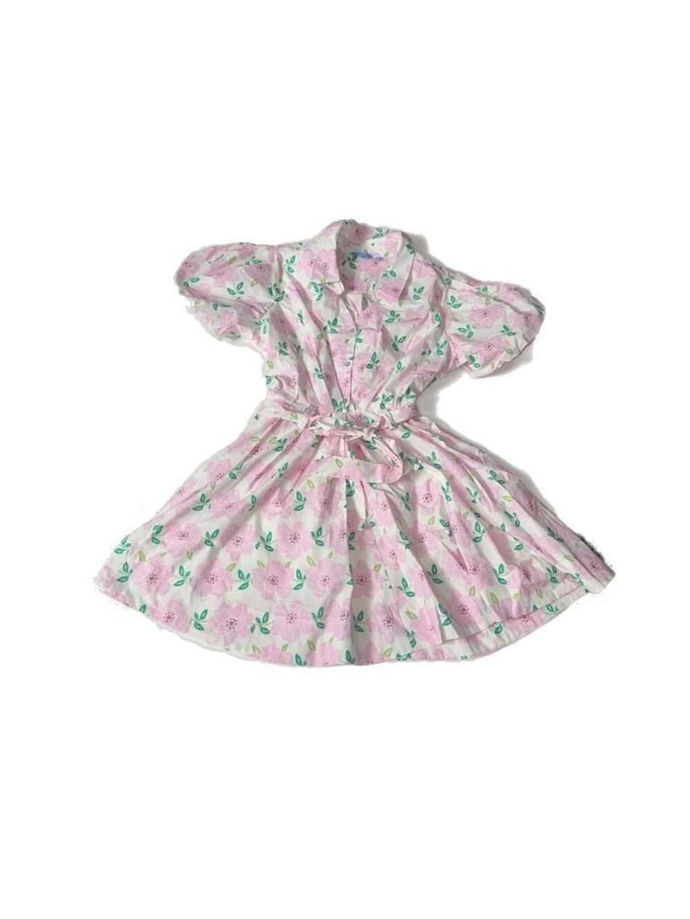 Draper James RSVP Puff Sleeve Ivory-Pink Floral Belted Shirt Dress Size XL